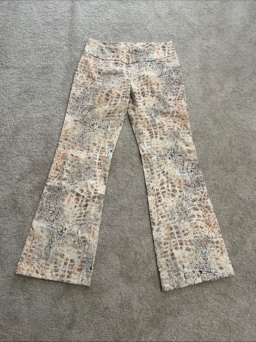 Early 2000s Neutral Snake-Print Flared Pants